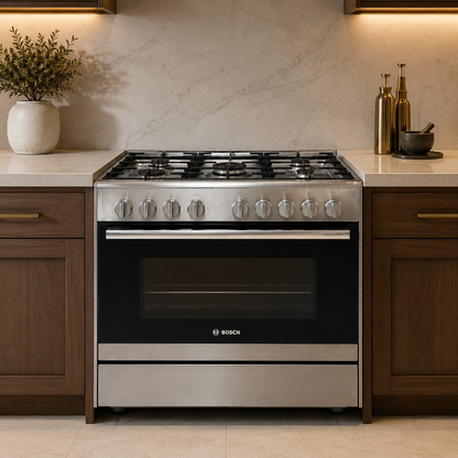 Bosch Serie 2 HSG736355M 5-Burner Gas Range Cooker – 90 cm – Stainless Steel
