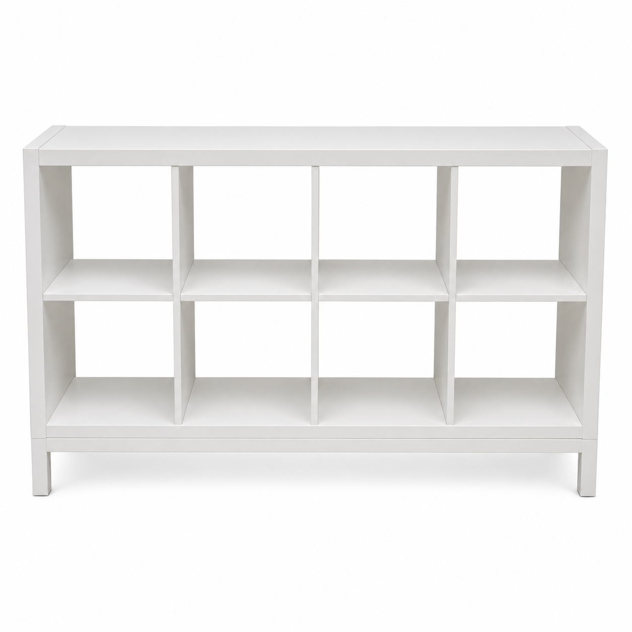 IKEA KALLAX 8-Cube Shelving Unit with Underframe – White – 147 × 39 × 94 cm