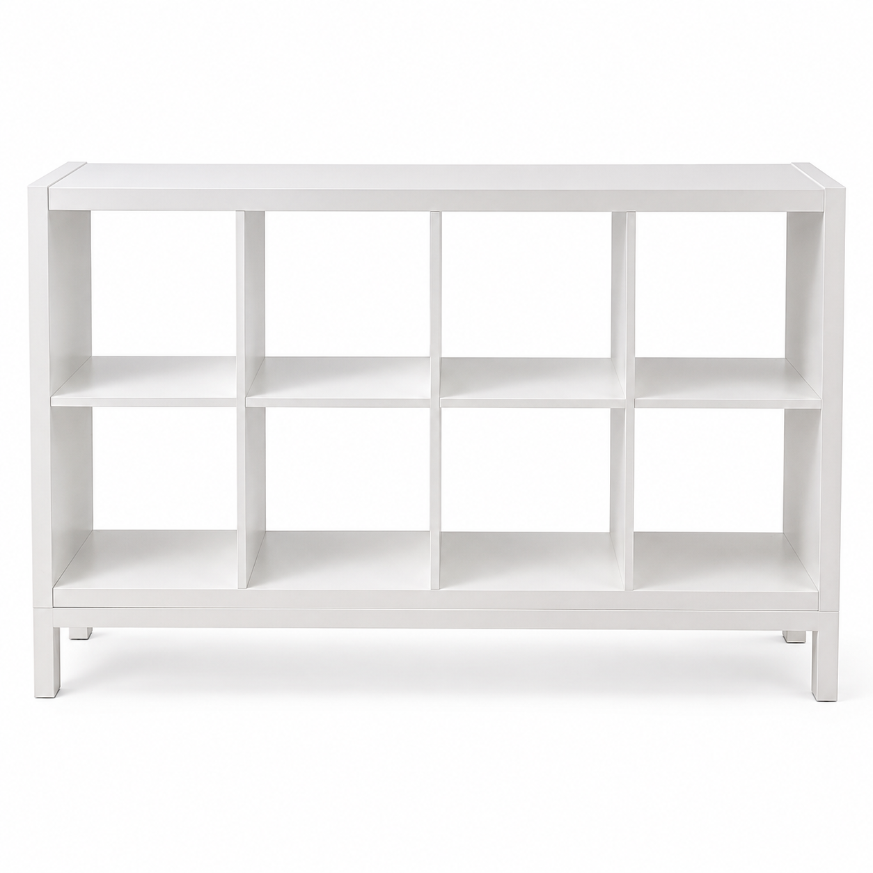 IKEA KALLAX 8-Cube Shelving Unit with Underframe – White – 147 × 39 × 94 cm