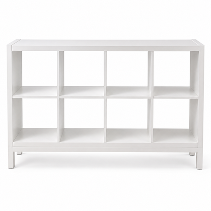 IKEA KALLAX 8-Cube Shelving Unit with Underframe – White – 147 × 39 × 94 cm
