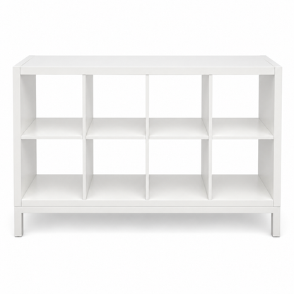 IKEA KALLAX 8-Cube Shelving Unit with Underframe – White – 147 × 39 × 94 cm
