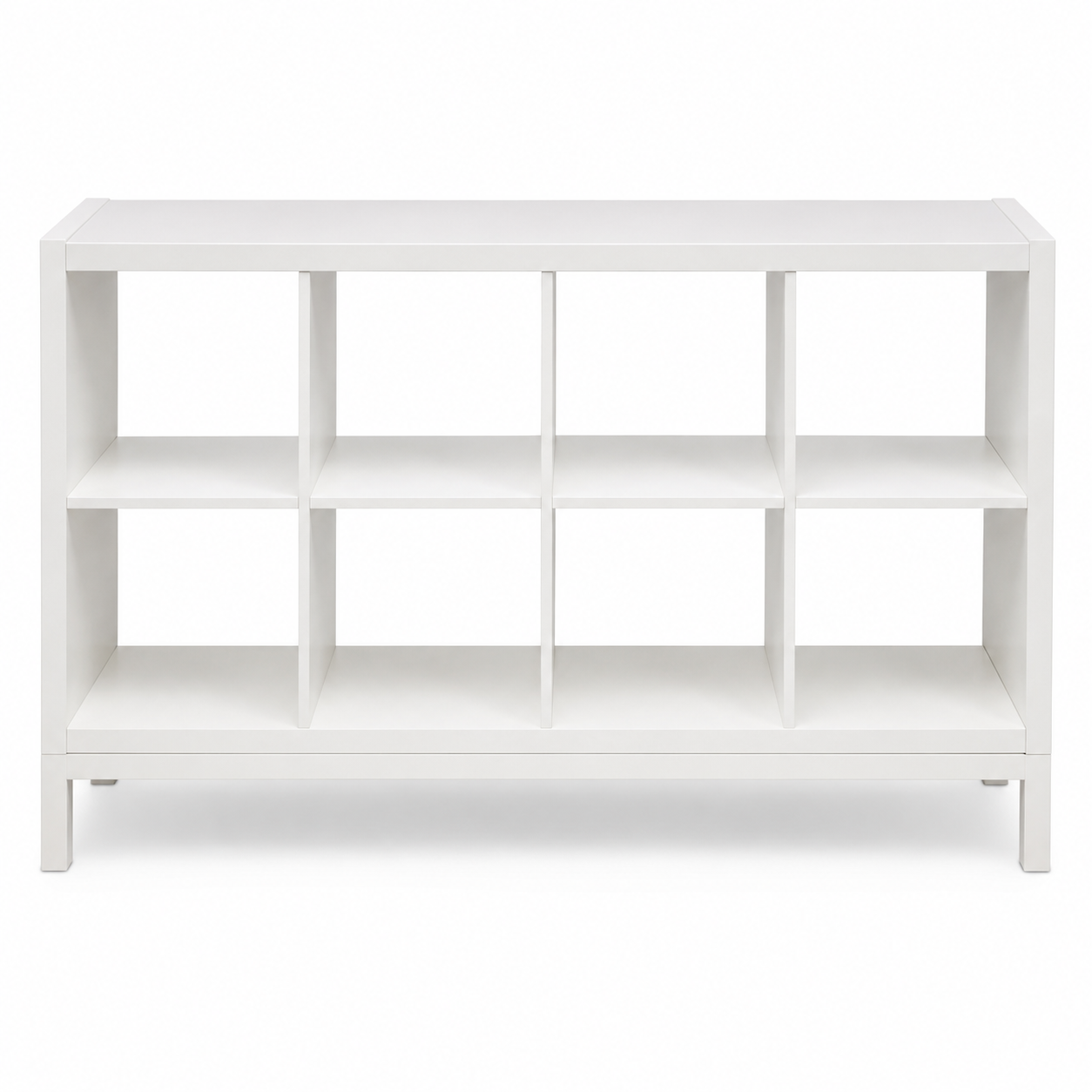 IKEA KALLAX 8-Cube Shelving Unit with Underframe – White – 147 × 39 × 94 cm