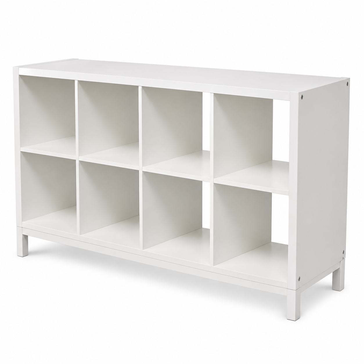 IKEA KALLAX 8-Cube Shelving Unit with Underframe – White – 147 × 39 × 94 cm