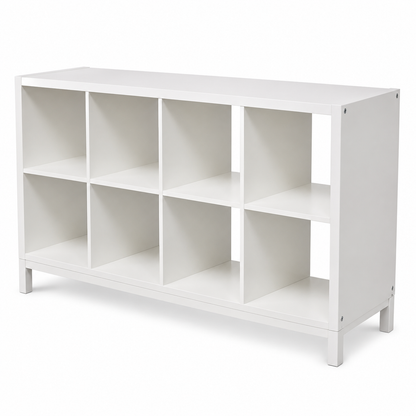 IKEA KALLAX 8-Cube Shelving Unit with Underframe – White – 147 × 39 × 94 cm