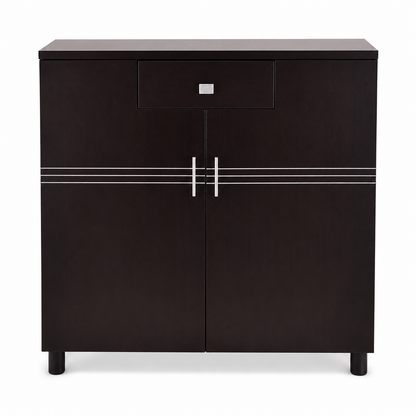 Home Box 2-Door Shoe Cabinet with Drawer – Dark Brown – 90 × 32 × 106 cm