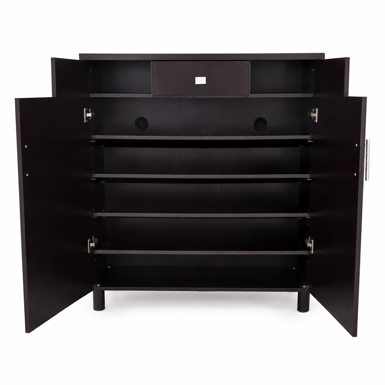 Home Box 2-Door Shoe Cabinet with Drawer – Dark Brown – 90 × 32 × 106 cm