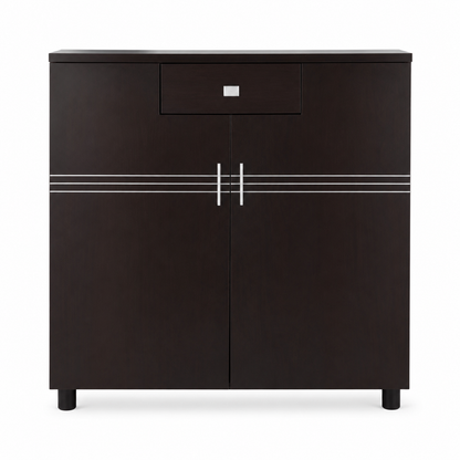 Home Box 2-Door Shoe Cabinet with Drawer – Dark Brown – 90 × 32 × 106 cm
