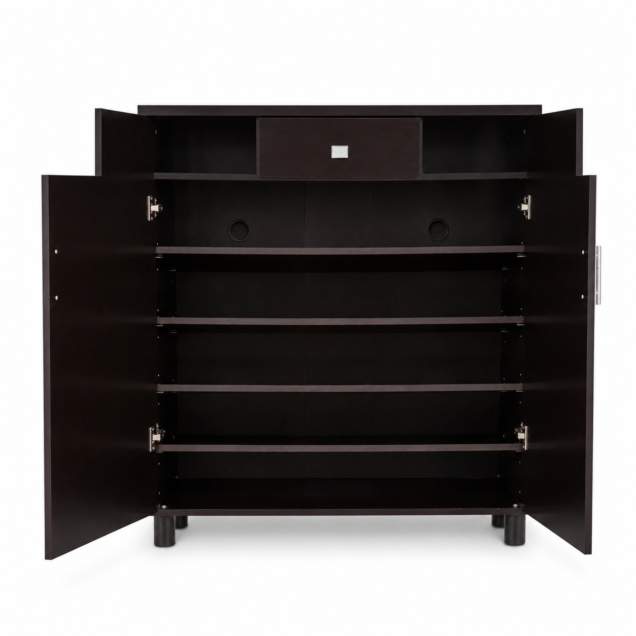 Home Box 2-Door Shoe Cabinet with Drawer – Dark Brown – 90 × 32 × 106 cm