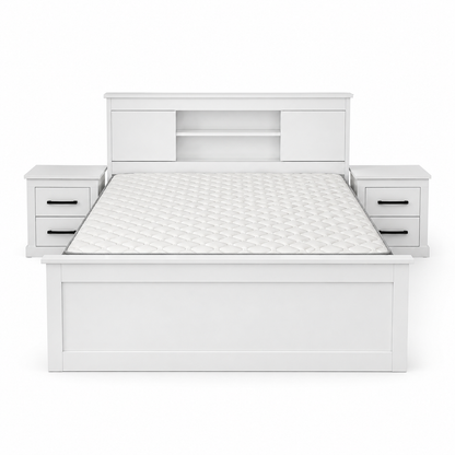 Home Box 5-Piece King Bedroom Set with Storage Headboard &amp; Mattress – White – 180 × 200 cm