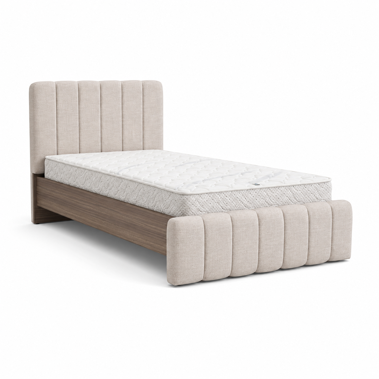 Home Centre Warner 2-Single-Bed Bedroom Set with 2 Prime Relax Mattresses, Nightstand & Dresser – 120 × 200 cm