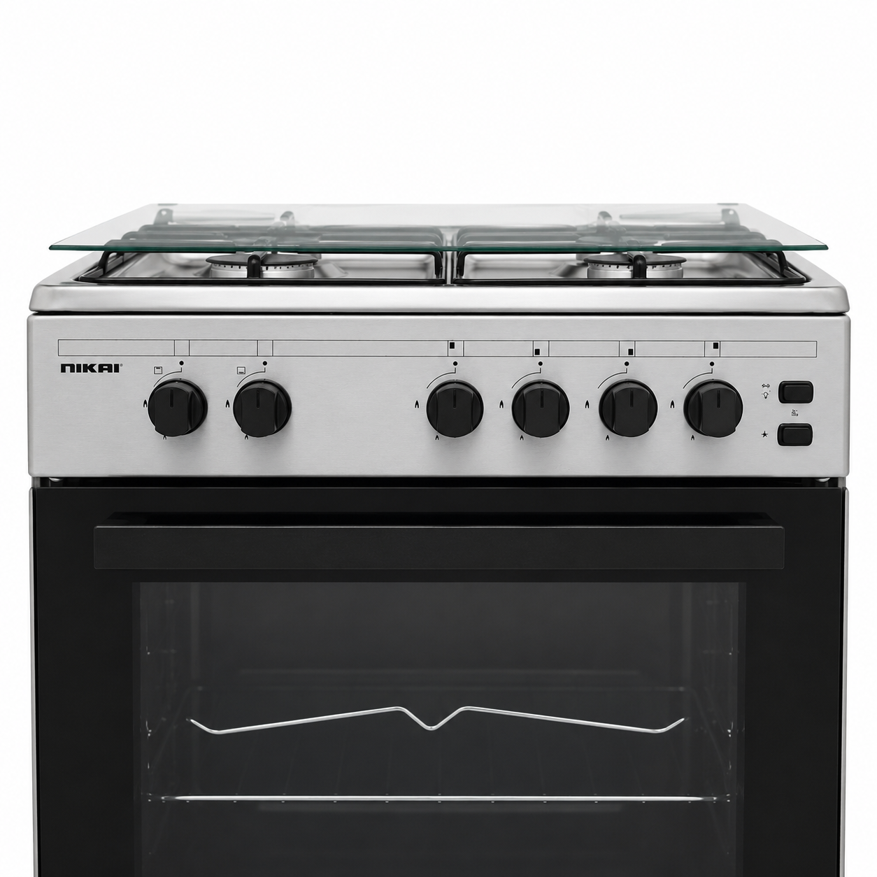 Nikai U6062FS 4-Burner Gas Cooker with Oven &amp; Grill – 60 × 57 cm – Silver