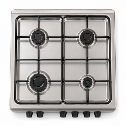 Nikai U6062FS 4-Burner Gas Cooker with Oven &amp; Grill – 60 × 57 cm – Silver