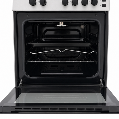 Nikai U6062FS 4-Burner Gas Cooker with Oven &amp; Grill – 60 × 57 cm – Silver
