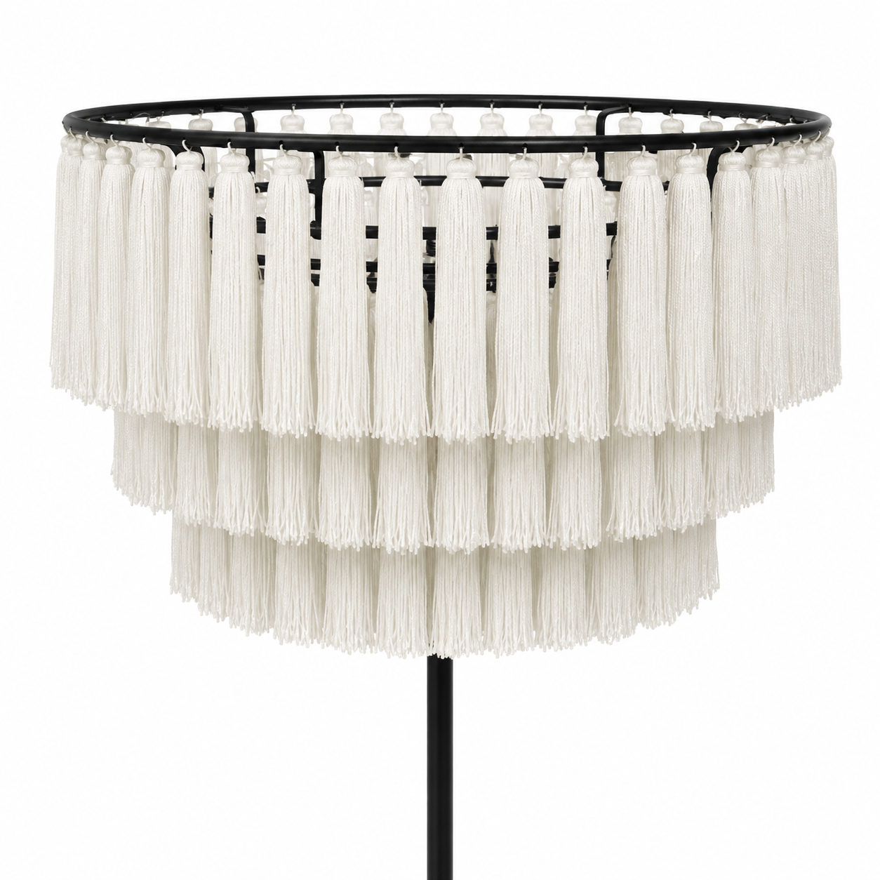Home Centre Kugers Tassels Floor Lamp – 166 cm – Black &amp; Ivory