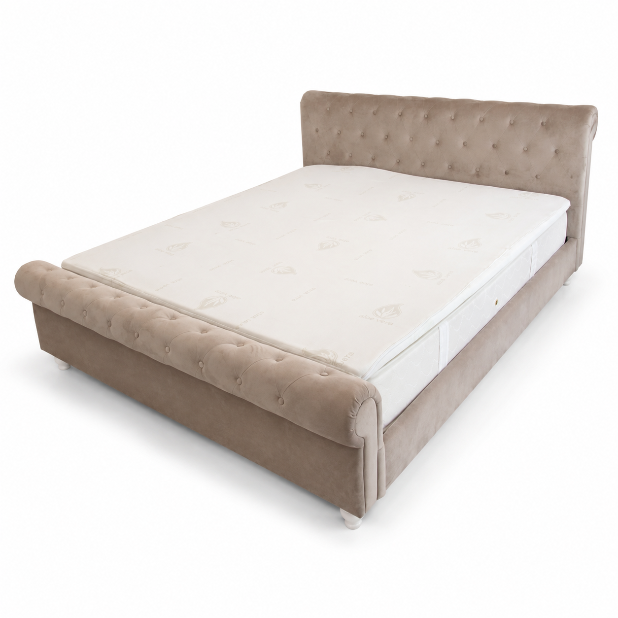 Home Box Sofia King Bed with Mattress – Beige – 180 × 200 cm