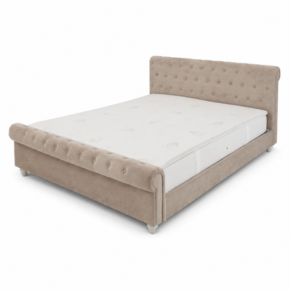 Home Box Sofia King Bed with Mattress – Beige – 180 × 200 cm
