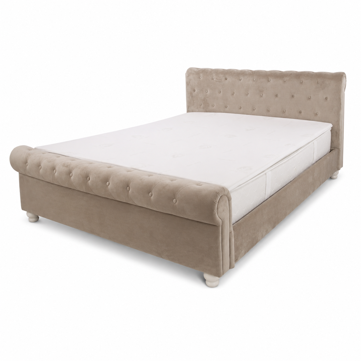 Home Box Sofia King Bed with Mattress – Beige – 180 × 200 cm