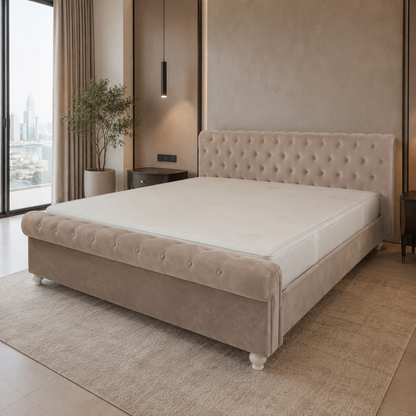 Home Box Sofia King Bed with Mattress – Beige – 180 × 200 cm