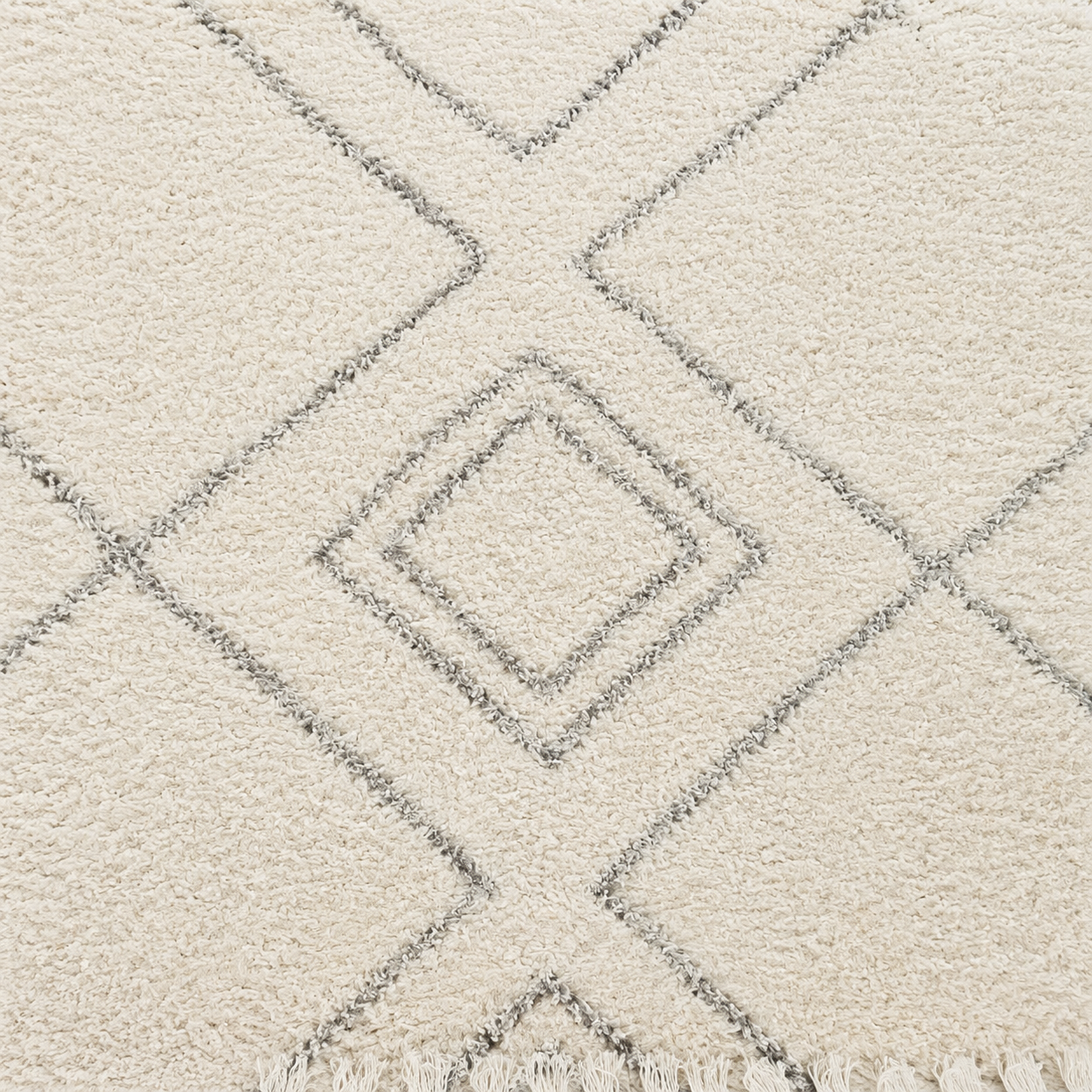 Home Centre Diamant Tufted Berber Shaggy Rug – Black/White – 200 × 290 cm