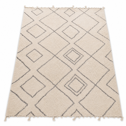Home Centre Diamant Tufted Berber Shaggy Rug – Black/White – 200 × 290 cm