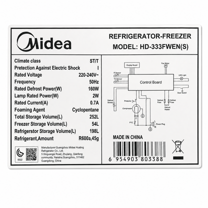 Midea HD-333FWEN(S) 252L Top Freezer Refrigerator – Silver
