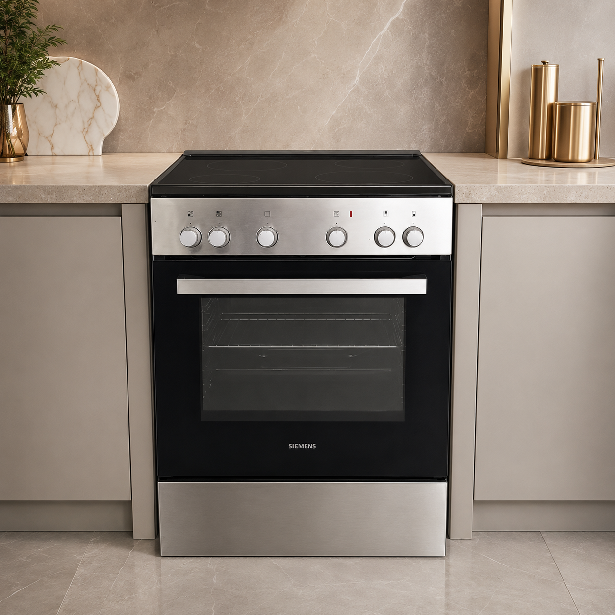 Siemens iQ300 HK6L00070M/07 60cm موقد كهربائي سيراميك قائم بذاته - ستانلس ستيل