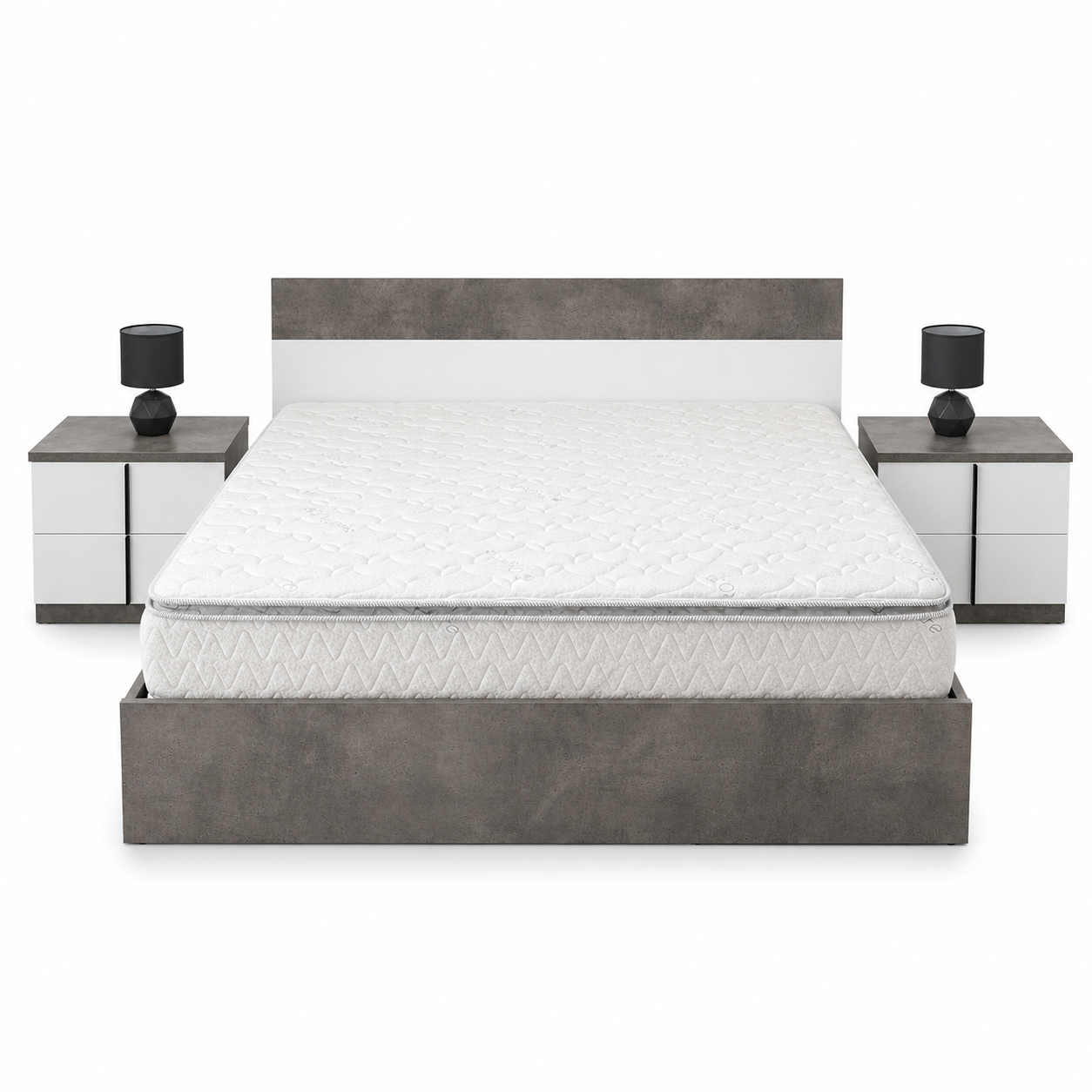 Home Centre Audace 5-Piece King Bedroom Set with Mattress – Oak/Grey – 180 × 200 cm