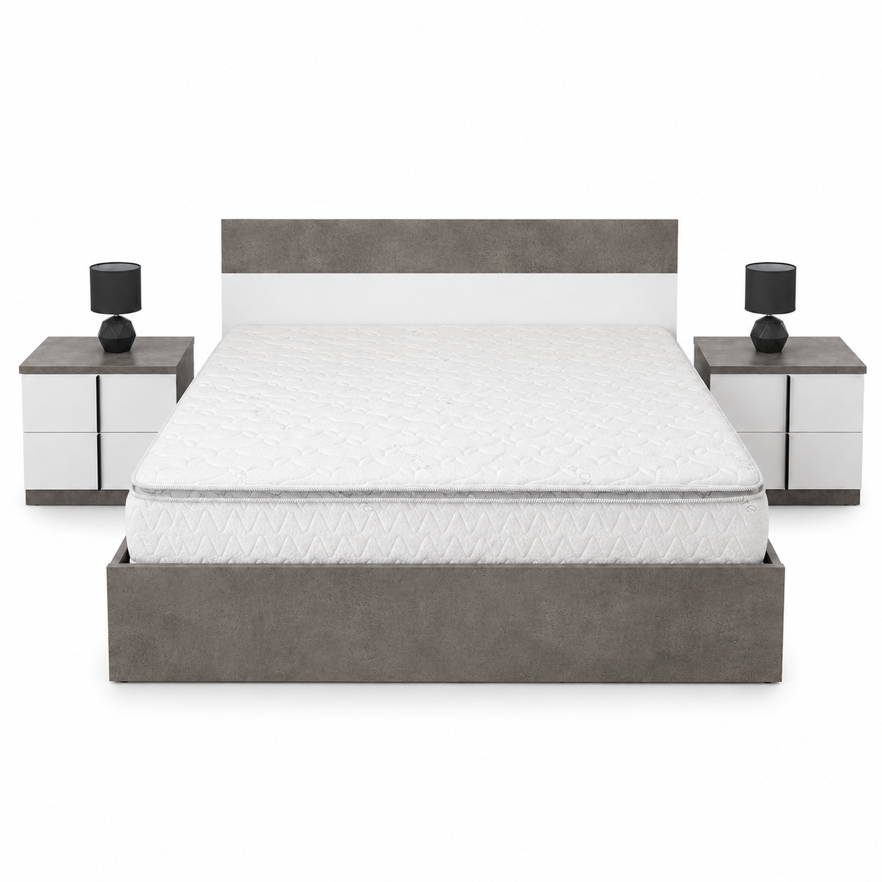 Home Centre Audace 5-Piece King Bedroom Set with Mattress – Oak/Grey – 180 × 200 cm