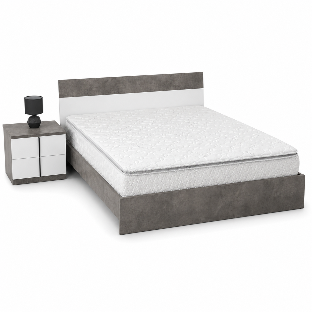 Home Centre Audace 5-Piece King Bedroom Set with Mattress – Oak/Grey – 180 × 200 cm