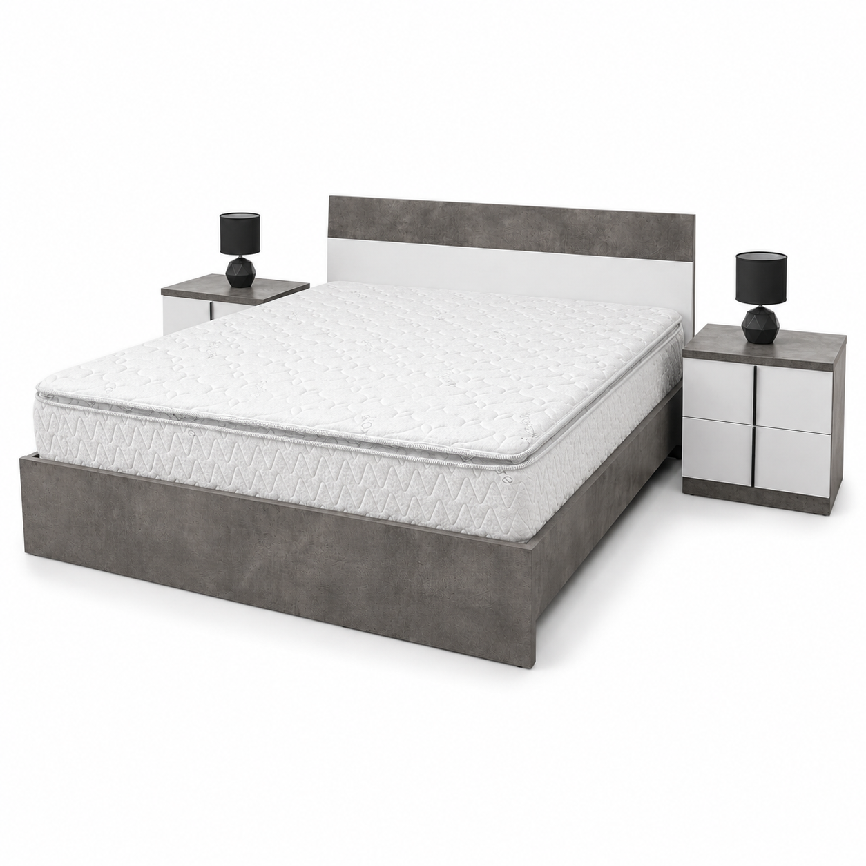 Home Centre Audace 5-Piece King Bedroom Set with Mattress – Oak/Grey – 180 × 200 cm