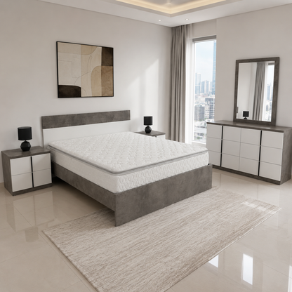 Home Centre Audace 5-Piece King Bedroom Set with Mattress – Oak/Grey – 180 × 200 cm
