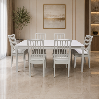 IKEA EKEDALEN Extendable Dining Table with 6 Chairs – White – 180/240 × 90 cm
