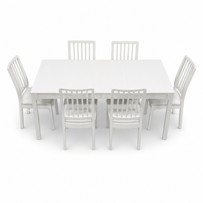 IKEA EKEDALEN Extendable Dining Table with 6 Chairs – White – 180/240 × 90 cm