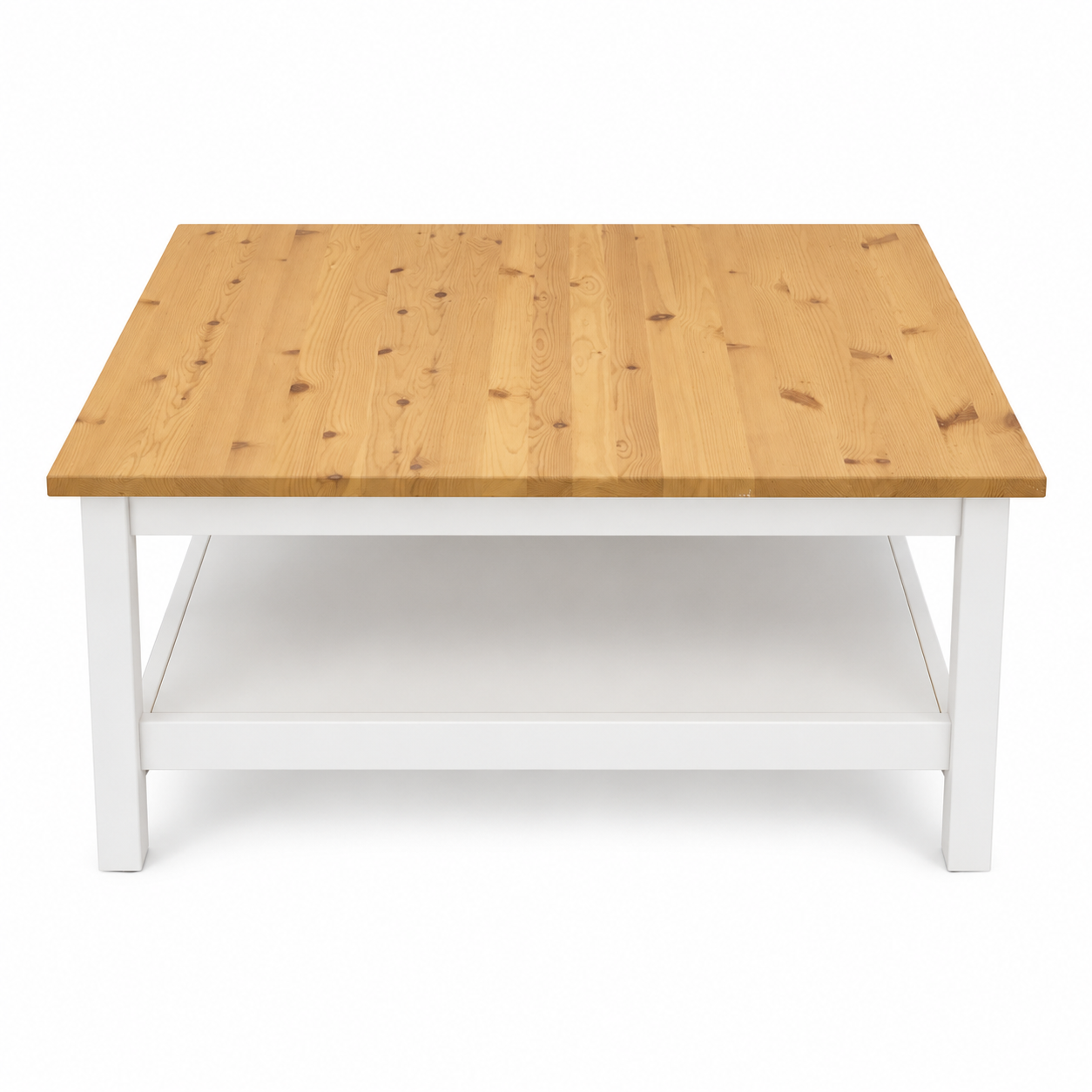 IKEA HEMNES Coffee Table with Shelf – White Stain/Light Brown – 90 × 90 cm