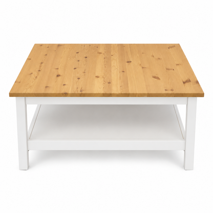 IKEA HEMNES Coffee Table with Shelf – White Stain/Light Brown – 90 × 90 cm
