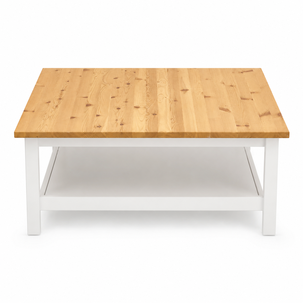 IKEA HEMNES Coffee Table with Shelf – White Stain/Light Brown – 90 × 90 cm