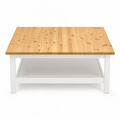 IKEA HEMNES Coffee Table with Shelf – White Stain/Light Brown – 90 × 90 cm
