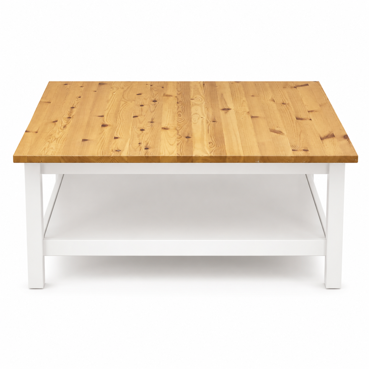 IKEA HEMNES Coffee Table with Shelf – White Stain/Light Brown – 90 × 90 cm
