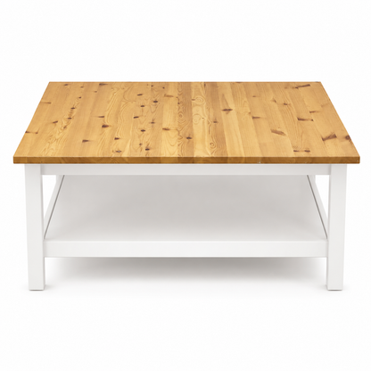 IKEA HEMNES Coffee Table with Shelf – White Stain/Light Brown – 90 × 90 cm