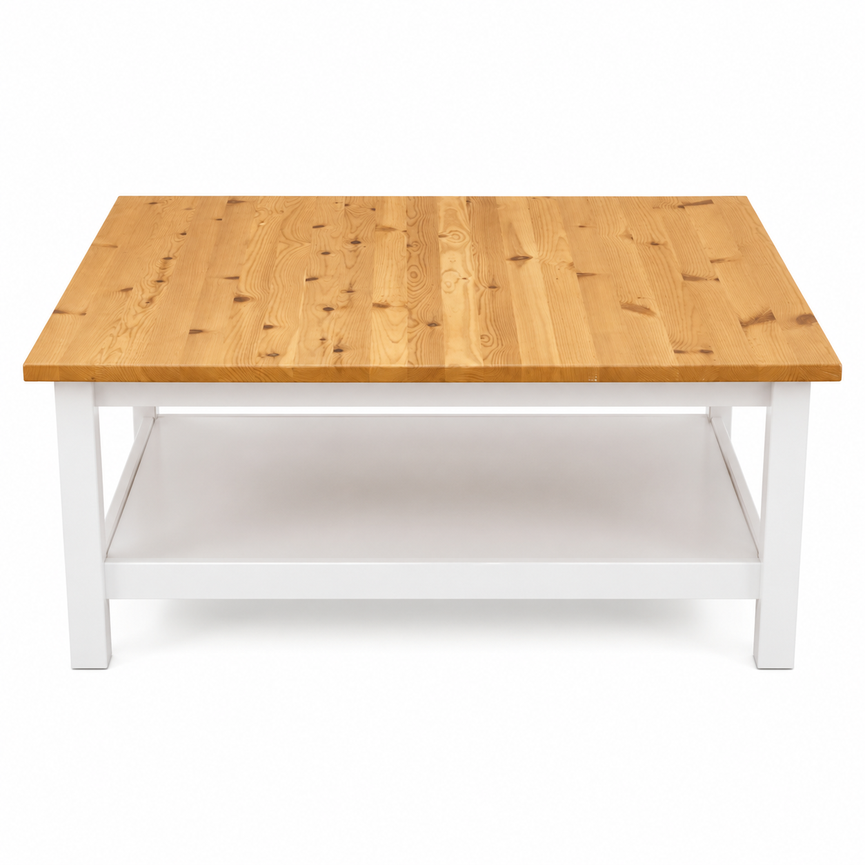 IKEA HEMNES Coffee Table with Shelf – White Stain/Light Brown – 90 × 90 cm
