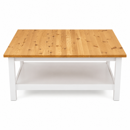 IKEA HEMNES Coffee Table with Shelf – White Stain/Light Brown – 90 × 90 cm