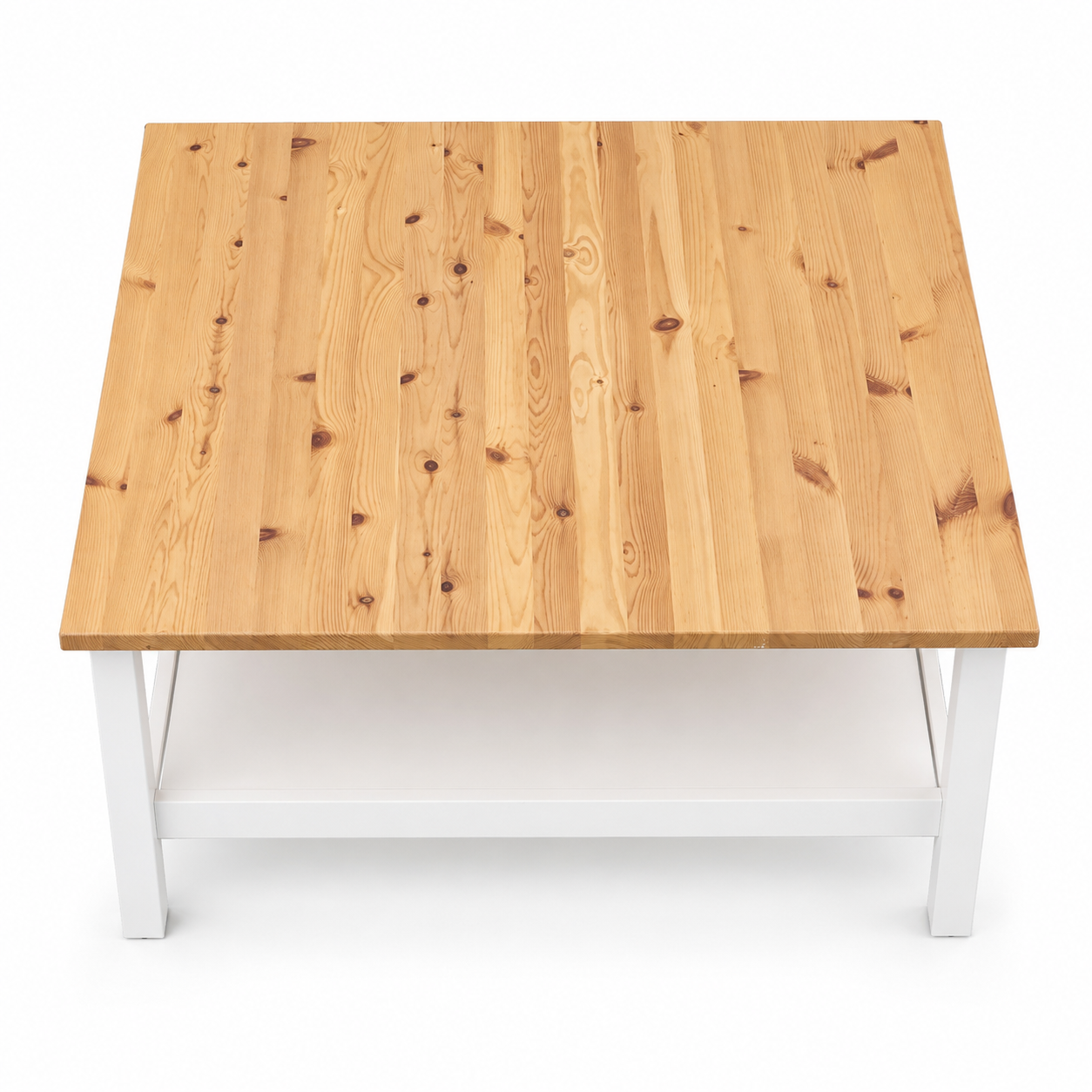 IKEA HEMNES Coffee Table with Shelf – White Stain/Light Brown – 90 × 90 cm