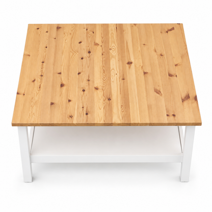 IKEA HEMNES Coffee Table with Shelf – White Stain/Light Brown – 90 × 90 cm