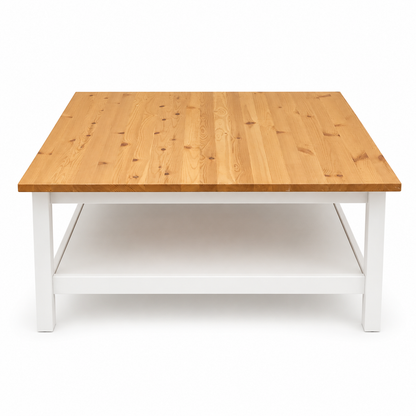 IKEA HEMNES Coffee Table with Shelf – White Stain/Light Brown – 90 × 90 cm