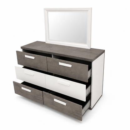 Home Centre Ventura King Bedroom Set with IKEA TRYSIL Wardrobe & Mattress – 180 × 200 cm – White/Concrete