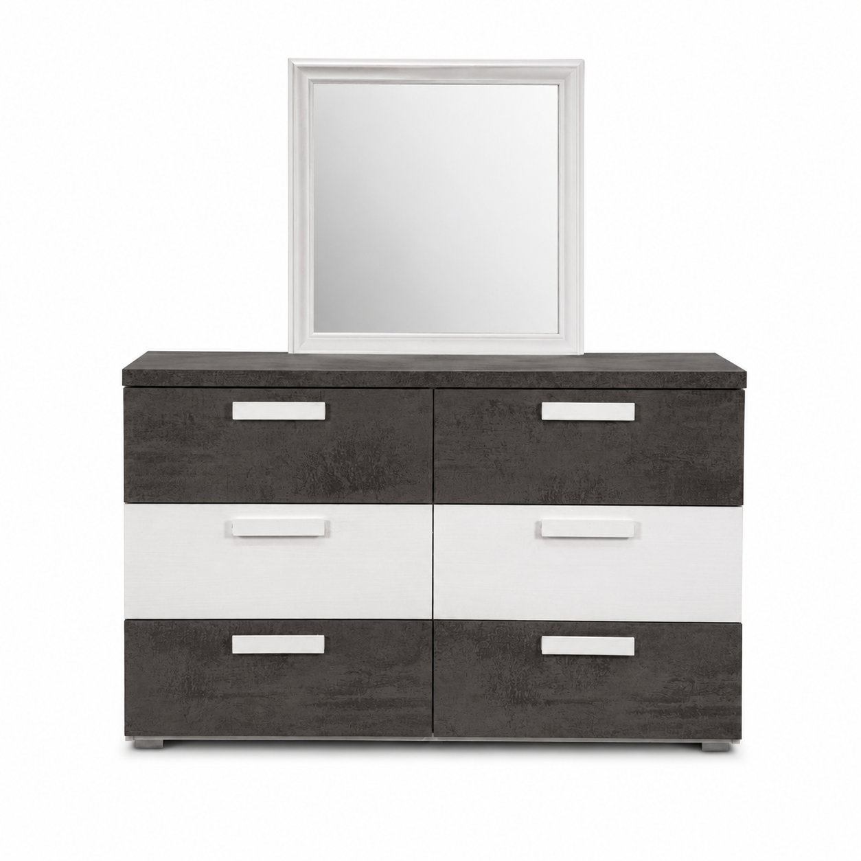 Home Centre Ventura King Bedroom Set with IKEA TRYSIL Wardrobe & Mattress – 180 × 200 cm – White/Concrete