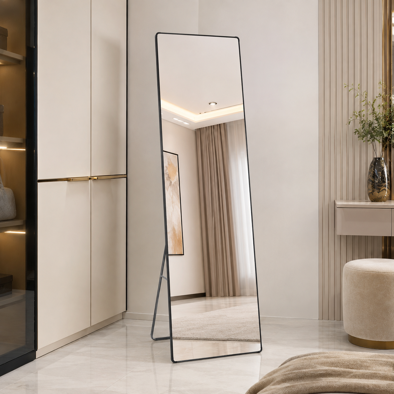 IKEA KARMSUND Standing Mirror – Black – 40 × 167 cm