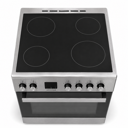 Daewoo DCC-S664HF 4-Zone Ceramic Electric Cooker with 65 L Oven – 60 × 60 cm – Stainless Steel