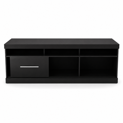 Home Box Modern Black TV Unit with 1 Drawer &amp; 5 Open Compartments – 160 × 40 × 55 cm