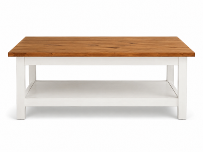 IKEA HEMNES Solid Pine Coffee Table with Lower Shelf | White & Light Brown, 90x90 cm